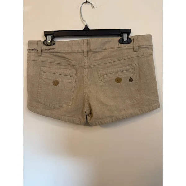 Volcom Shorts Womens 11 Tan Excellent The Favorite 2.5 Herringbone Khaki Pockets - Image 7