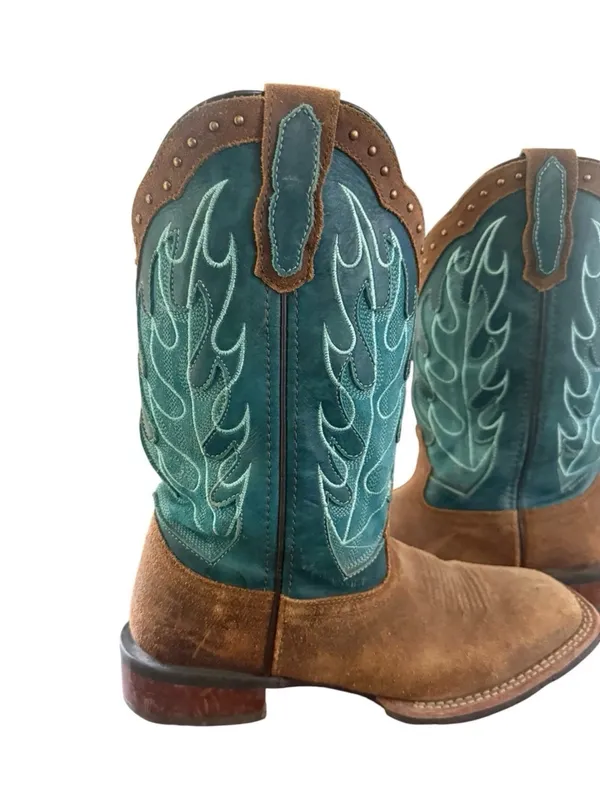 Laredo Women's Faye Broad Square Toe Leather Boots Womens Size 7.5 - Image 9