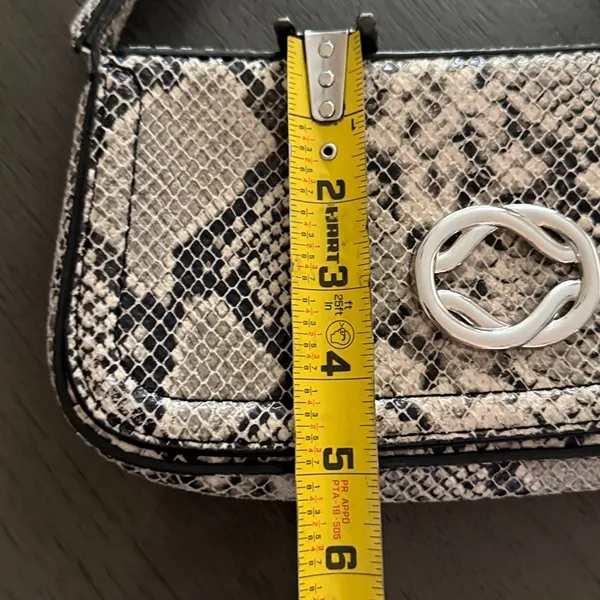Topshop Finley Faux‎ Snakeskin Baguette Shoulder Bag Grey Black Snake Print - Image 11