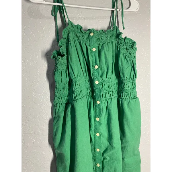 Universal Thread Green Linen Blend Smocked Midi Dress Boho Resort Vacation XL - Image 2