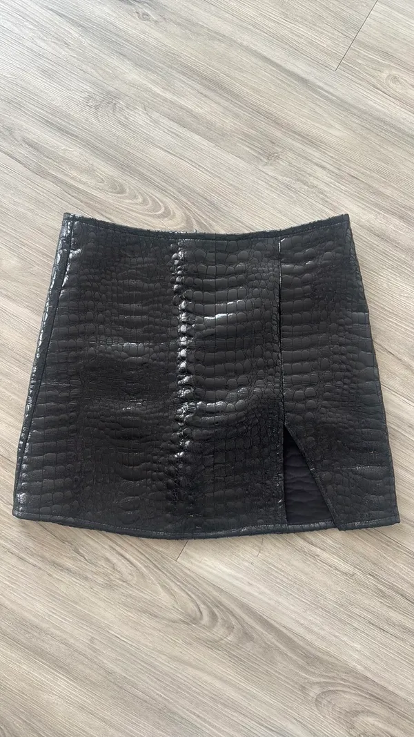 Motel Rocks Black Crocodile Mini Skirt - Image 3