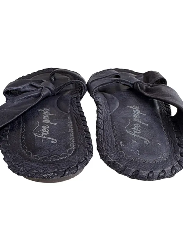 Free People Leather Bailey Slip-On Sandals Navy Size 7.5 - Image 6