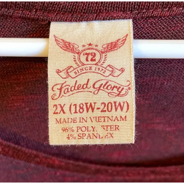 Faded Glory Long Sleeve Blouse Size 2XL Burgundy & black Blend - Image 3