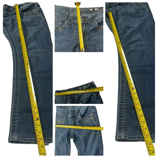 Miss Me Bootcut Jeans Medium Wash Studded Embellished Buckle Exclusive Womens Size 27 - Image 9