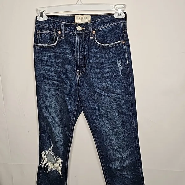 Free People we the free RARE button fly raw hem blue skinny high rise jeans 27 - Image 3
