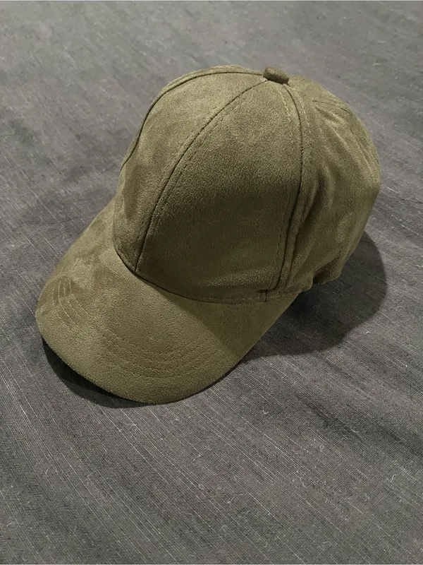 Olive Faux Suede Baseball Cap - Image 2