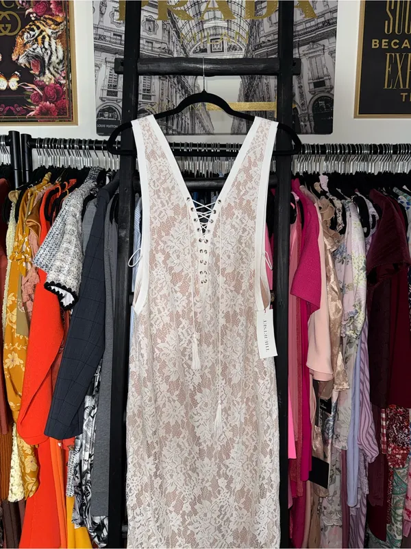 The Jetset Diaries Golden Rose White Lace Maxi Dress Womens Small New NWT - Image 3