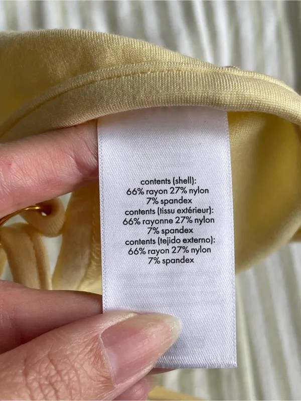 New Danielle Bernstein Pull On Bra Top Size XS Buttermilk Yellow Unlined Low Cut - Image 6