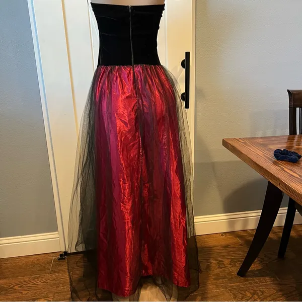 Spirit Halloween adult womens L costume sequin mesh maxi dress black & red gown - Image 7