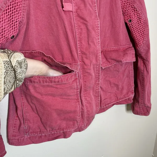 Vintage Hot Pink Bright Women's Chore Coat Utility Contrast Collar M Western 90s - Image 6