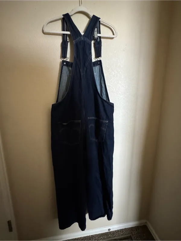 Levi’s Baggy Highwater Denim Overalls Sz L Dark Wash Workwear Womens - Image 8