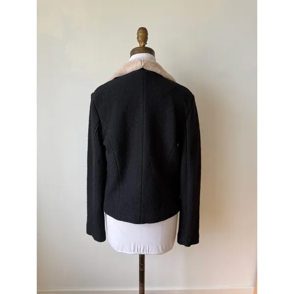 Free People Fate Faux Fur Handkerchief Collar Black Beige Women's Jacket Small - Image 6