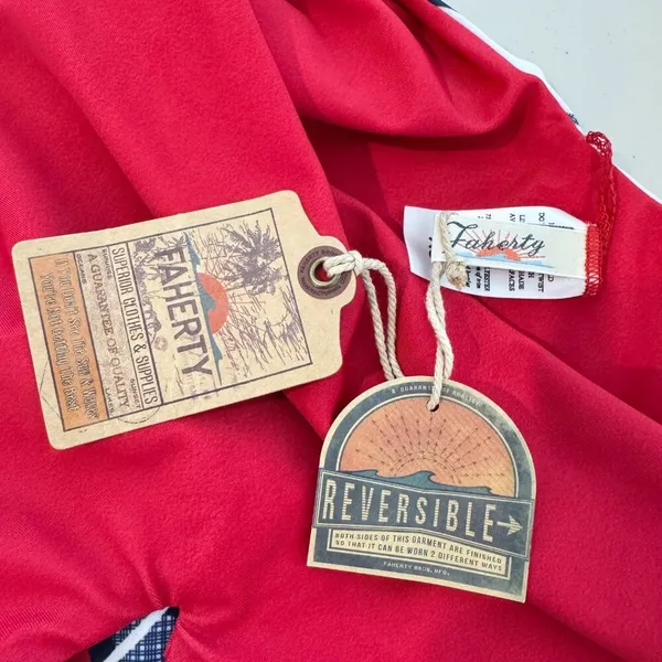 Faherty Caicos‎ Swimsuit Size XS Red Blue Reversible Halter Keyhole One Piece - Image 4