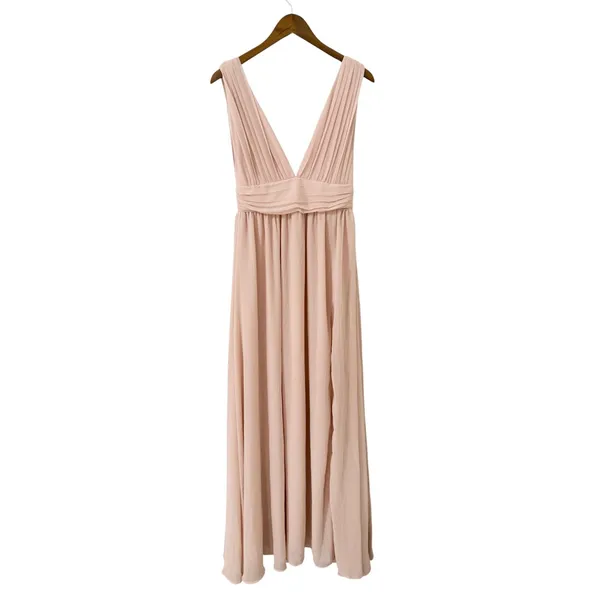 Lulus Heavenly Hues Blush Pink Chiffon Pleated Maxi Dress size Small NWT - Image 4