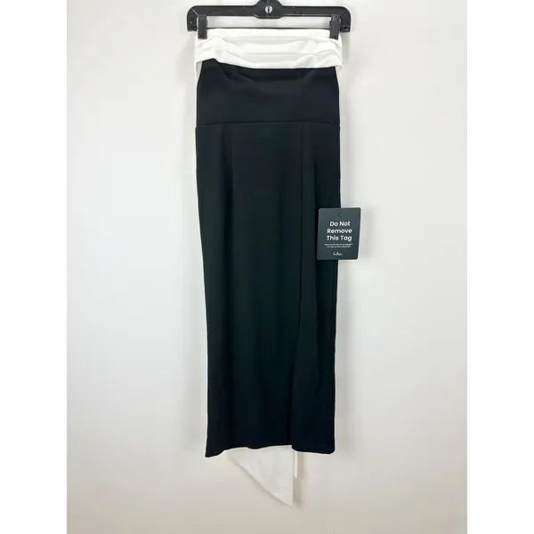 Lulus Fabulous Phenomenon Black and White Strapless Bow Midi Dress Small NWT - Image 6