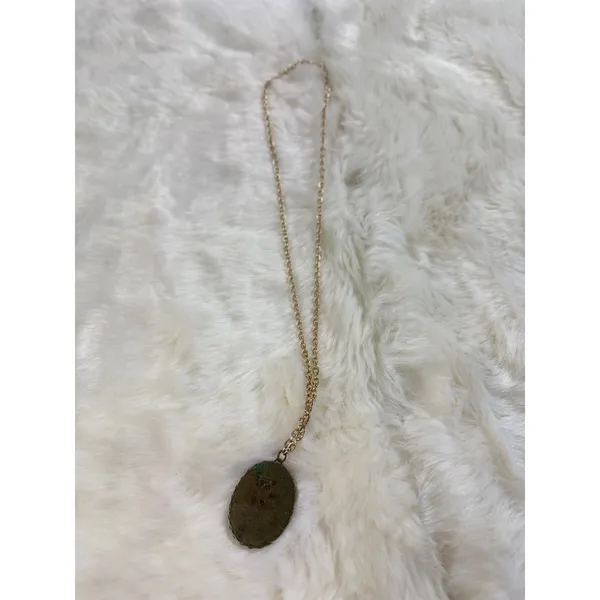 Vintage Tigers Eye Oval Pendant Necklace Gold Tone‎ Chain Boho Statement 24 Inch - Image 6
