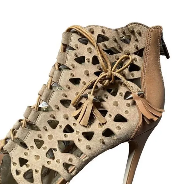 SAM EDELMAN Allison Spike Heel in Tan‎ Suede Sz 7.5 - Image 4