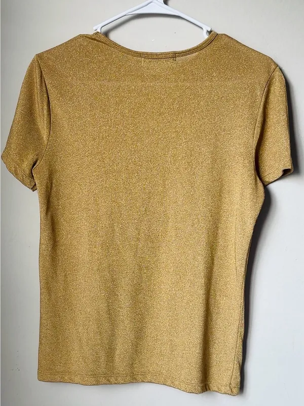 Lauren Ralph Lauren Blouse Gold Metallic T-shirt women Round neck - Image 3