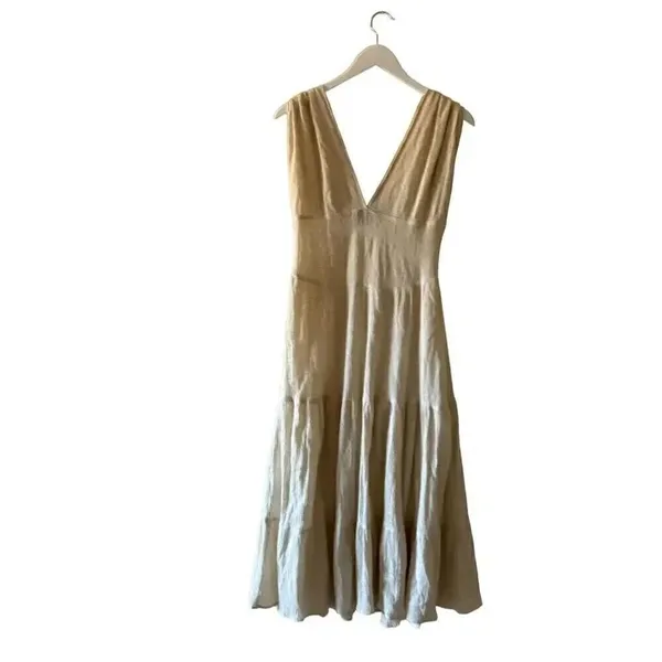 ASOS Design Midi Dress Shirred Waist Button Front Tiered Cotton SZ 4# 2096 - Image 4