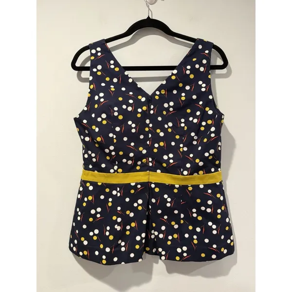 NEW Boden Top Womens 10 Navy Sinead Polka Dot Stretch Preppy Work Beach Coastal - Image 2