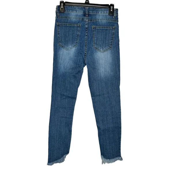 Unbranded Women's Jeans Distressed Frayed Hem Skinny Mid-Rise‎ Denim Blue Small - Image 9