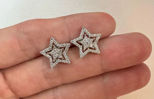 CZ Star Stud Earrings for Men Women Streetwear Punk Hip Hop Unisex Style - Image 5