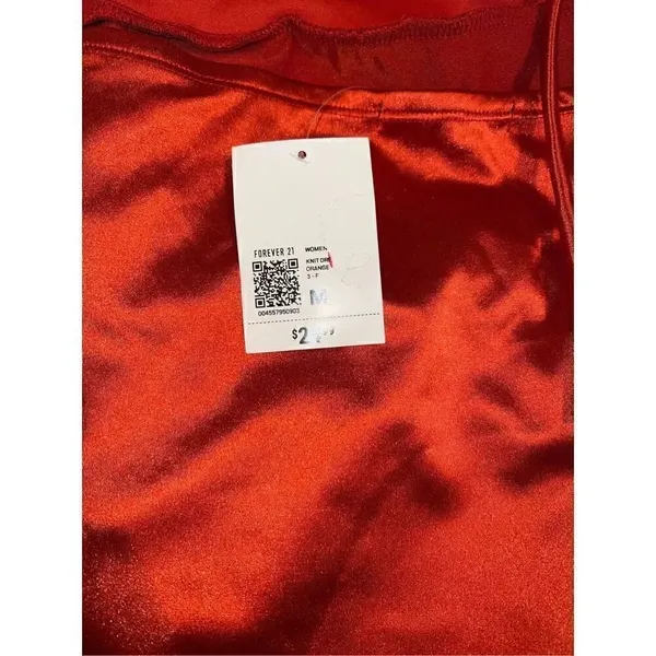 Forever 21 Satin stretchy orange backless dress size M - Image 4