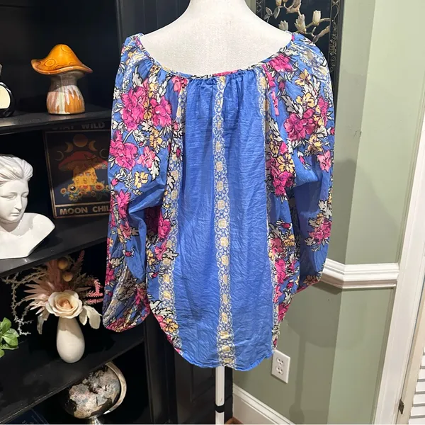 Free People Elena Printed Peasant Top – Size Medium - Image 9