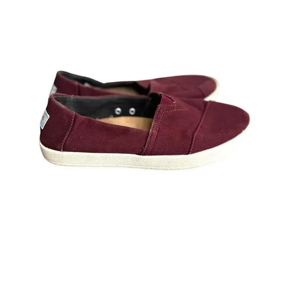 TOMS Alpargata Slip On Sneakers Shoes Size 7.5 Red Maroon Canvas Womens Casual‎ - Image 6