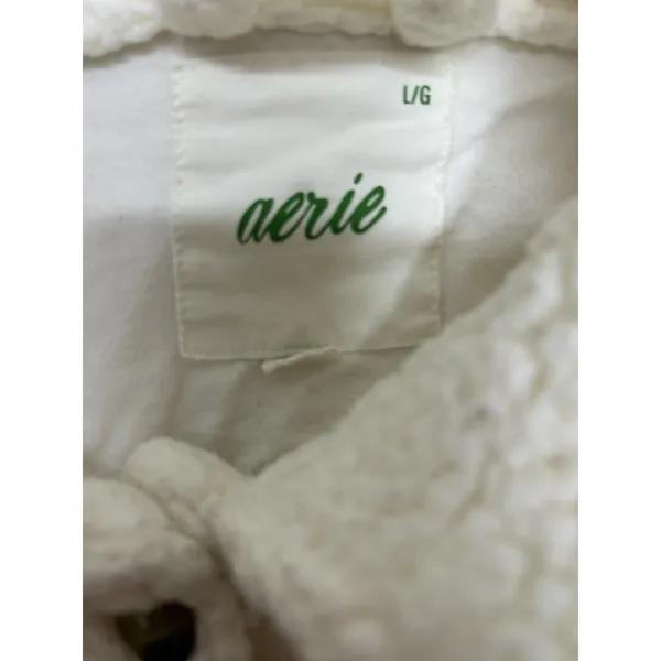 Aerie Dream Sherpa Shacket Jacket Shirt in Cream. Size Large - Image 7