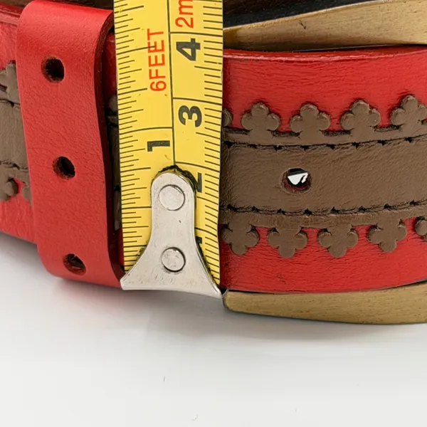 Velez Artisan Leather Belt Size XL Red Brown Western Artisan Boho Folk Columbia - Image 9