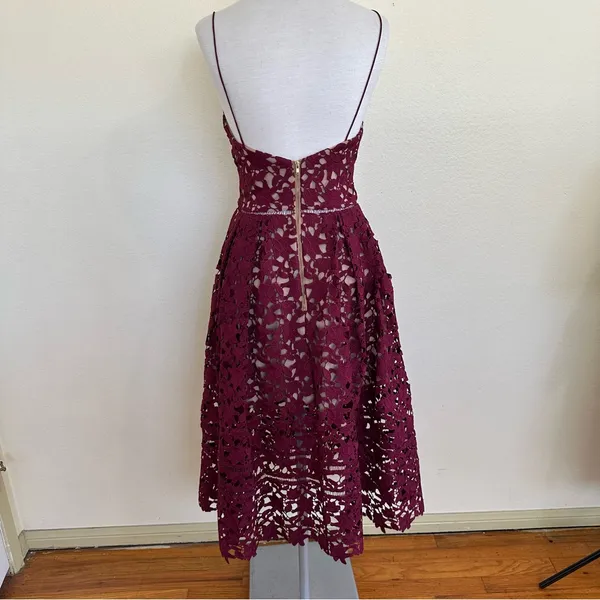 Self-Portrait Azalea Dress Burgundy, S (US 6, UK 10) - Image 4