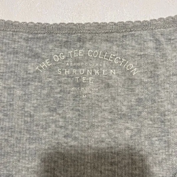 Aeropostale OG Tee Collection Gray Henley Baby Tee Size M Y2K Lettuce Trim - Image 5