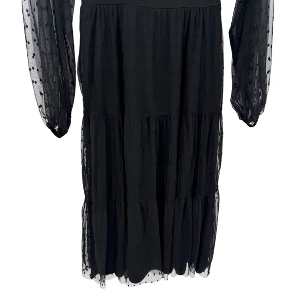 Lulus Black Swiss‎ Dot Tiered Bustier Midi Dress Size XS Whimsigoth Fairy Grunge - Image 11