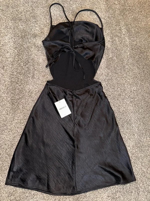 Forever 21 Satin Cowl Neck Cutout Mini Slip Dress - Image 2