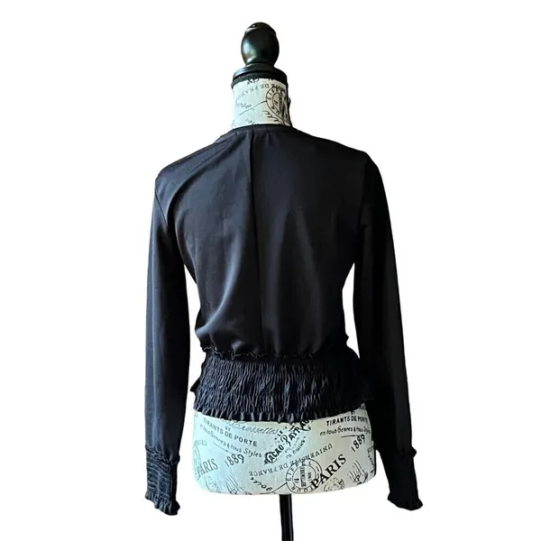 Zara WB Collection Black Cinched Waist Cropped Pullover Top S Goth Grunge Rodeo - Image 5