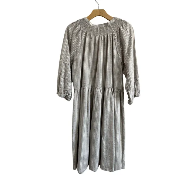 Linda Anderson Beige Rayon Linen Blend Pleated Boho Midi Dress‎ Size XL - Image 2
