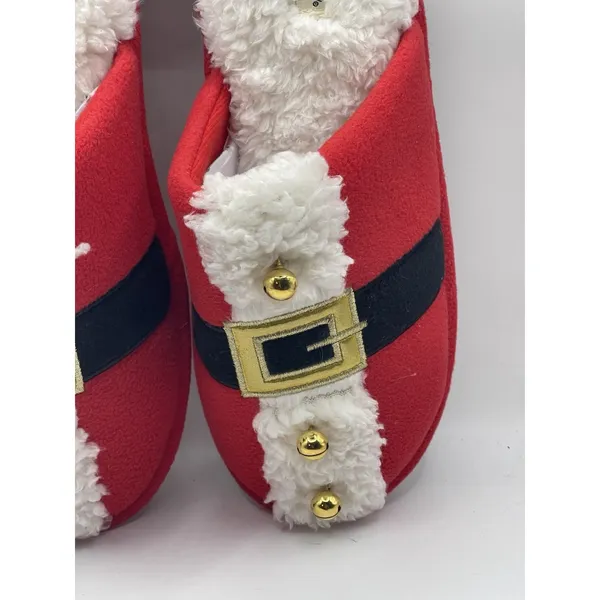 Dearfoams Santa Belt Memory Foam Slippers Red/White Size‎ W 11-12 M9-10 BinR - Image 3