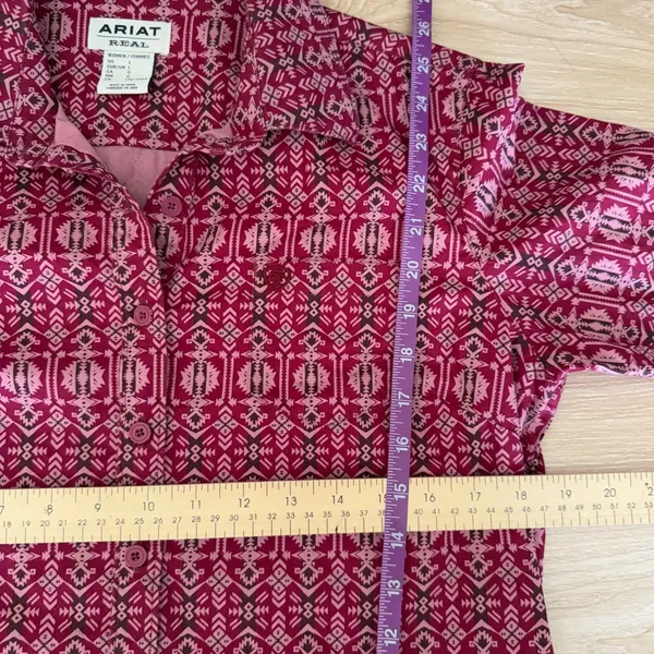 Ariat Women’s Large Alma Fitted Shirt Magenta Pink Western Rodeo Country - Image 6