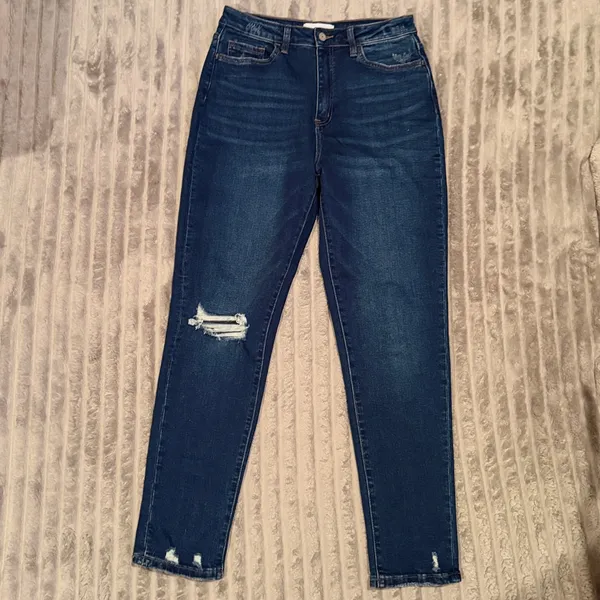 Vervet Los Angeles High Rise Distressed‎ Skinny Jeans Dark Wash VT1196 Size 29 - Image 2