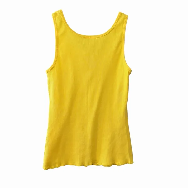VTG Y2K Old Navy Womens Embroidered Strawberry Ribbed Lace Up Tank Size M Yellow - Image 3