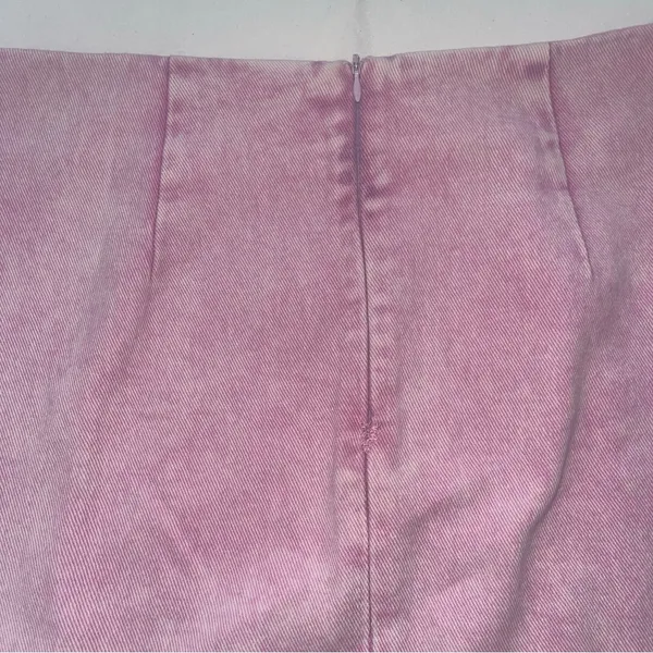 Sparkle Rhinestone Fringe Pink Denim Mini Skirt. Women’s Large-High Waisted - Image 8