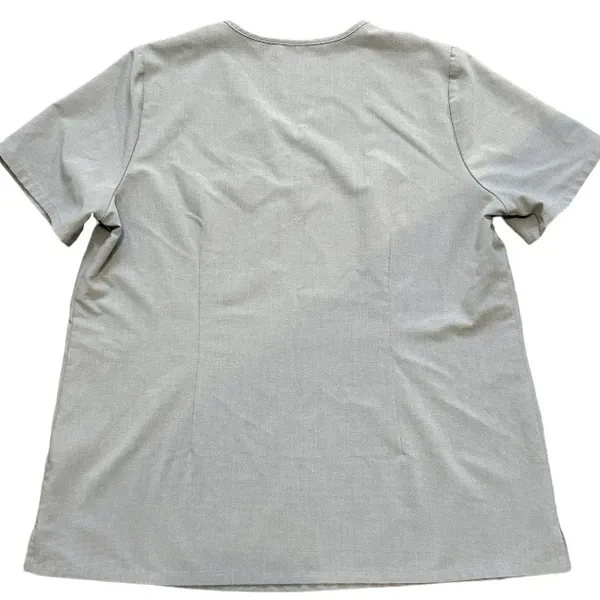 FIGS Light Grey Catarina One-Pocket Scrub Top - Image 3