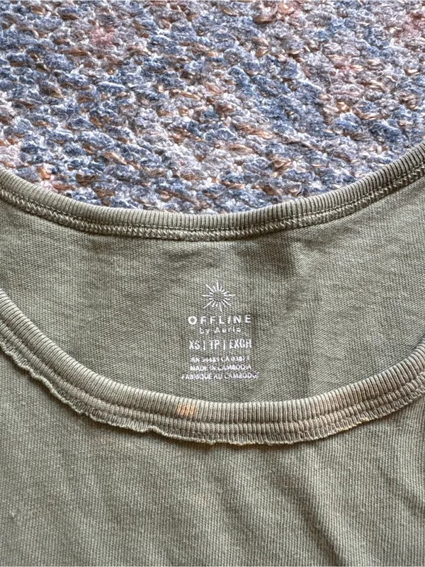aerie Olive Green Short Sleeve Crewneck Tee - Image 2