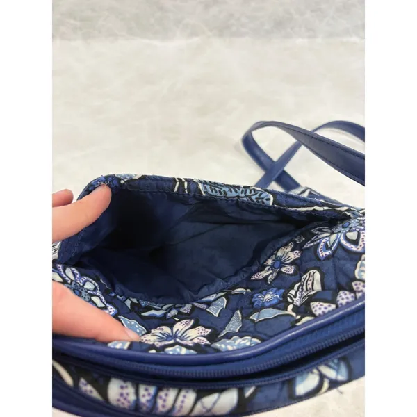 Vera Bradley Blue‎ Floral Quilted Cotton Crossbody Bag Adjustable Strap - Image 7