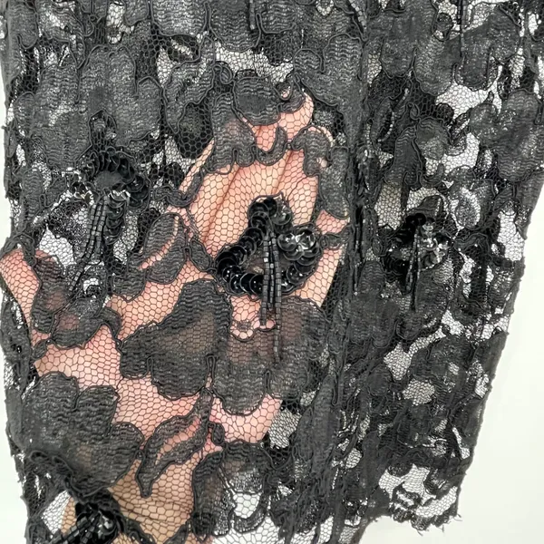 Vintage‎ Black Lace Sheer Beaded Tank Top Size S Party Witchy Whimsigoth Glam - Image 3
