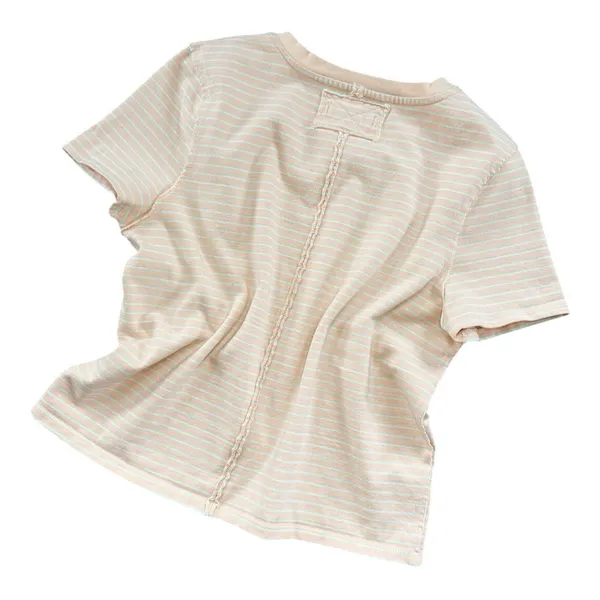 Free People We The Free Baby Tee T Shirt Striped Peach Mint Size S Boxy 100%‎ Cotton Staple - Image 8