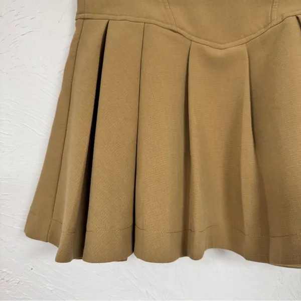 Boho Studio Tan Pleated Mini Skirt Womens S Skort School Girl Preppy Academia - Image 3