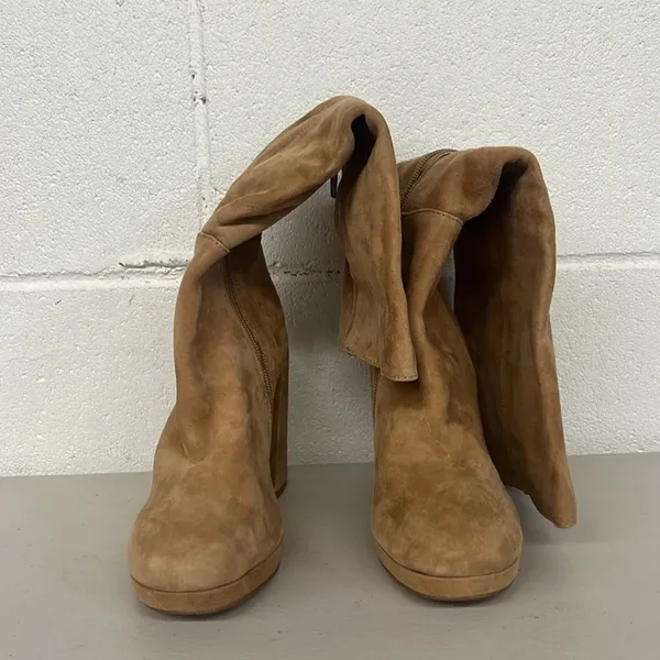 New Steve Madden sz5.5 Marcello brown knee boots suede cognac tan heeled - Image 2