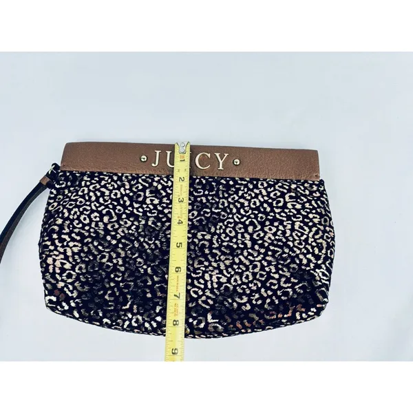 Juicy Couture‎ Metallic Novelty Clutch Wallet Purse Gold Black Cheetah Print - Image 11